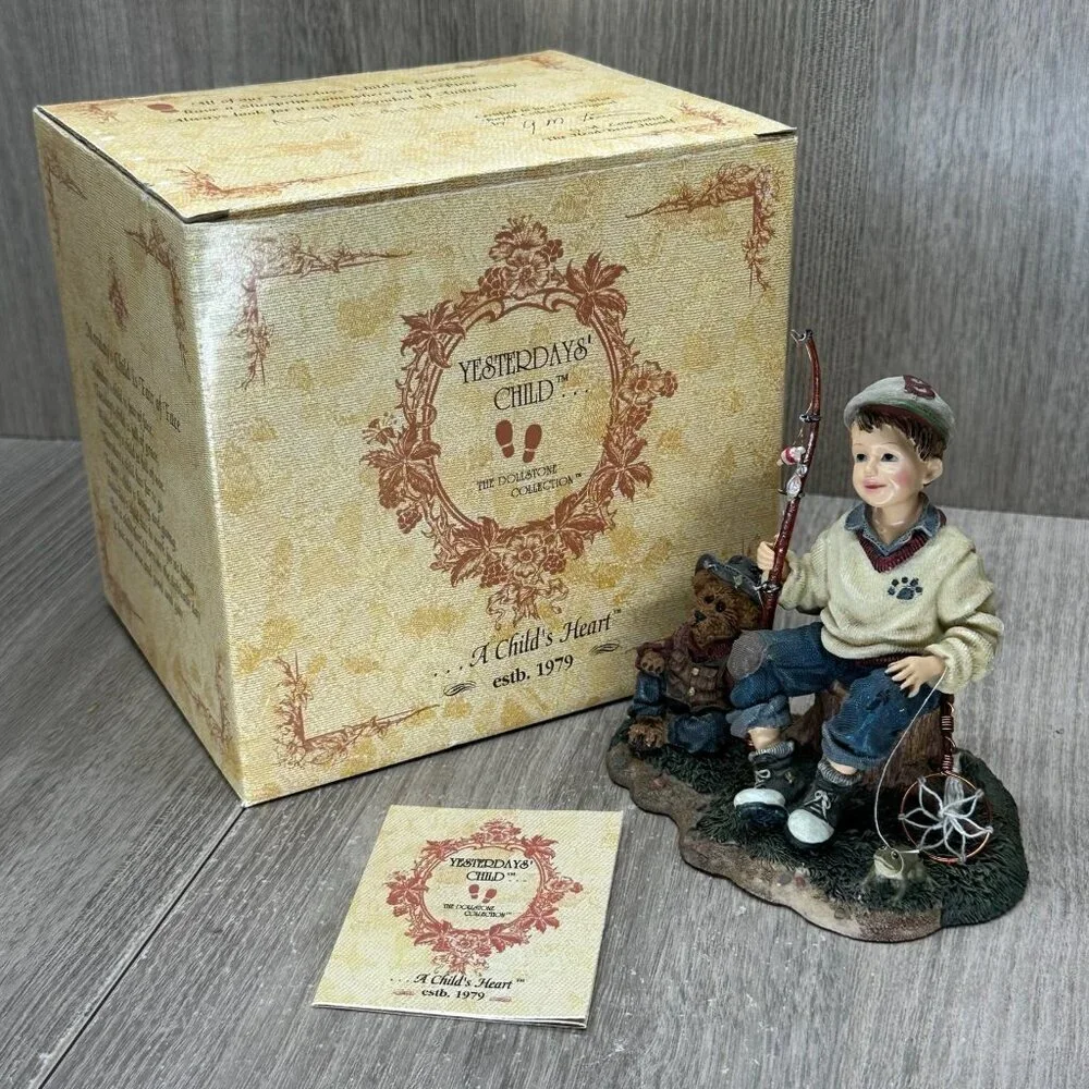 Boyds Bear Yesterdays Child Michael and Thrayer Waitin for Grandpa Figurine 3527